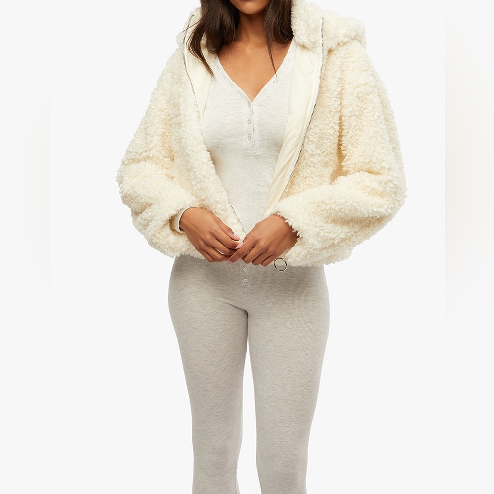 WeWoreWhat Ivory Curly Sherpa Jacket - Picture 4 of 8